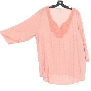 Como Blu Top Boho Polka Dot Retro Flowy Casual Cottage Feminine Comfort Size 2X